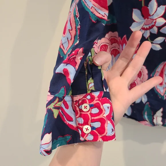 Talbots Cotton Bright Floral Long Sleeve Button Down Shirt - Picture 3 of 7